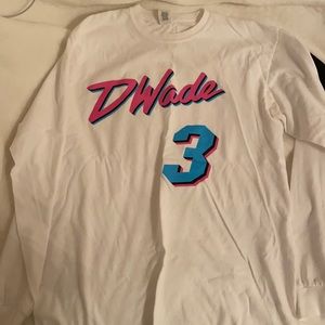 White Miami vice colors Dwayne Wade long sleeve